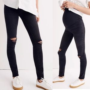 Madewell Maternity Over-the-Belly Distressed Skinny Jeans in Black Sea Grey